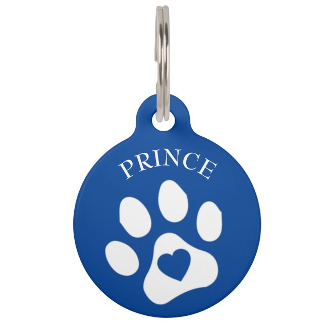 Médaille pour chien bleue avec nom et téléphone ro (Devant)