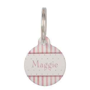 Médaille pour chien en or rose avec rayures fémini