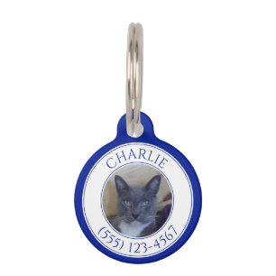 MÉDAILLE RONDE POUR ANIMAUX / Bleu marine