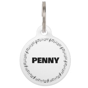 Médaille ronde pour chien Notes de musique noir et