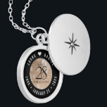 Médaillon Avec Fermoir 28e anniversaire du Mariage de lin élégant<br><div class="desc">Commémorez le 28ème anniversaire du mariage avec cet élégant emplacement! Un élégant lettrage noir et blanc avec des confettis hexagonaux sur un arrière - plan de lin blanc cassé ajoute une touche mémorable pour cette occasion spéciale et une étape extraordinaire. Customisez avec les noms du couple heureux, et les dates...</div>