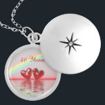 Médaillon Avec Fermoir 40e Anniversary Ruby Hearts<br><div class="desc">Collier de serrure avec mon image originale de deux coeurs de rubis flottant sur l'eau sous un arc-en-ciel. Le texte personnalisable dit "40 ans".</div>