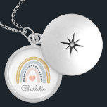 Médaillon Avec Fermoir Aquarelle Boho personnalisée Arc-en-ciel<br><div class="desc">Un joli collier de serrure arc-en-ciel couleur boho pour une fille. Un cadeau d'anniversaire parfait pour votre fille ou votre petite-fille.</div>