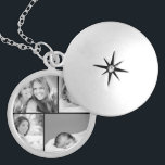 Médaillon Avec Fermoir Collage de photo de famille<br><div class="desc">Le beau collier personnalisé de pendentif avec 4 de vos photos de famille faites sur commande a arrangé dans un collage carré de photo de grille. Ajoutez vos photos de famille préférées et créez une belle copie d'art de toile de souvenir. Cliquez sur la personnaliser il pour déplacer des photos...</div>