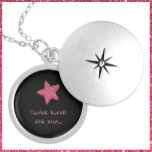 Médaillon Avec Fermoir Cute Twinkle Little Star Noir et rose<br><div class="desc">Design adorable avec TWINKLE TWINKLE PETIT ÉTOILE décoré d'une étoile de parties scintillant rose.</div>