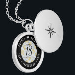 Médaillon Avec Fermoir Élégant 18ème anniversaire de Mariage de porcelain<br><div class="desc">Commémorez le 18ème anniversaire du mariage avec cet élégant emplacement! Elégant serif noir et sans serif lettrage avec des confettis hexagonaux dorés sur un arrière - plan marbré blanc et porcelaine bleu ajoutent une touche mémorable pour cette occasion spéciale et jalon. Customisez avec les noms du couple heureux, et les...</div>