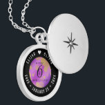 Médaillon Avec Fermoir Élégant 6ème anniversaire de Mariage d'Améthyste<br><div class="desc">Célébrez le 6ème anniversaire du mariage avec cet élégant emplacement! Un élégant lettrage noir et blanc avec des confettis hexagonés dorés sur un améthyste arrière - plan violet ajoute une touche mémorable pour cette occasion spéciale et cette étape importante. Customisez avec les noms du couple heureux, et ajoutez des dates...</div>