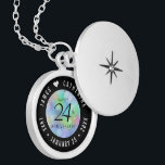 Médaillon Avec Fermoir Élégante 24e anniversaire du Mariage Opal<br><div class="desc">Commémorez le 24ème anniversaire du mariage avec cet élégant emplacement! Elégant serif noir et sans serif lettrage avec des confettis hexagonaux sur un arrière - plan opal iridescent ajoutent une touche mémorable pour cette occasion spéciale et un jalon extraordinaire. Customisez avec les noms du couple heureux, et les dates de...</div>