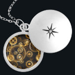 Médaillon Avec Fermoir Équipements en laiton sans vapeur<br><div class="desc">Sans joint,  métal,  laiton,  or engrenages sur arrière - plan foncé rouillé. Style Steampunk.</div>