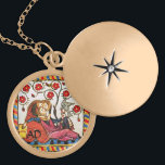 MÉDAILLON AVEC FERMOIR ETERNAL LOVE VALENTINE'S DAY PARCHMENT MONOGRAM<br><div class="desc">Art ancien coloré expressif. Miniature allemande héraldique médiévale de 1200 amants romantiques dans un jardin fleuri avec un oiseau blanc, mélangé avec des effets de parchemin marron vieilli.Facile à customiser comme une cérémonie mariage, carte nuptiale, cartes de place, sauvegarder le jour, carte de remerciements, douches nuptiales, douches fiançailles romantiques, anniversaires,...</div>