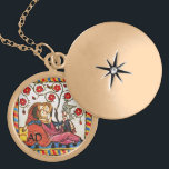 MÉDAILLON AVEC FERMOIR ETERNAL LOVE VALENTINE'S DAY PARCHMENT MONOGRAM<br><div class="desc">Art ancien coloré expressif. Miniature allemande héraldique médiévale de 1200 amants romantiques dans un jardin fleuri avec un oiseau blanc, mélangé avec des effets de parchemin marron vieilli.Facile à customiser comme une cérémonie mariage, carte nuptiale, cartes de place, sauvegarder le jour, carte de remerciements, douches nuptiales, douches fiançailles romantiques, anniversaires,...</div>