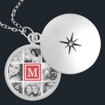 Médaillon Avec Fermoir Monogramme rouge - Collage photo<br><div class="desc">Collier de serrure de serrure avec votre photo-collage Instagram personnalisé et personnalisé avec votre monogramme initial. Cliquez sur Customiser pour modifier la police et la couleur du monogramme et personnaliser davantage la conception. Grand cadeau pour la famille,  les amis,  les parents et les grands-parents!</div>
