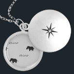 Médaillon Avec Fermoir motif de silhouette rhinocéros<br><div class="desc">motif de silhouette rhinocéros sur arrière - plan gris.</div>