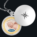 Médaillon Avec Fermoir Photo personnalisée géométrique jaune moderne<br><div class="desc">Locket photo personnalisé moderne avec cadre géométrique jaune tendance.</div>