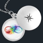 Médaillon Avec Fermoir Symbole d'infini avec plume arc-en-ciel<br><div class="desc">Symbole artistique à l'infini avec belle plume arc-en-ciel sur arrière - plan blanc. Style tatouage.</div>