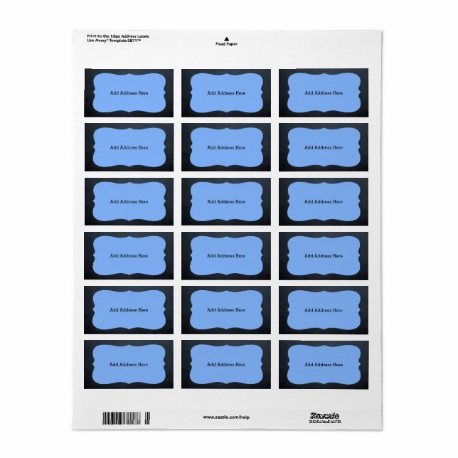 Médaillon bleu Chalkboard Étiquettes de adresse (Feuille entière)