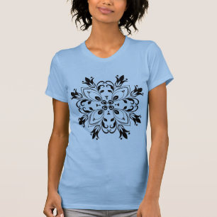 Médaillon bleu floral féminin T-Shirt