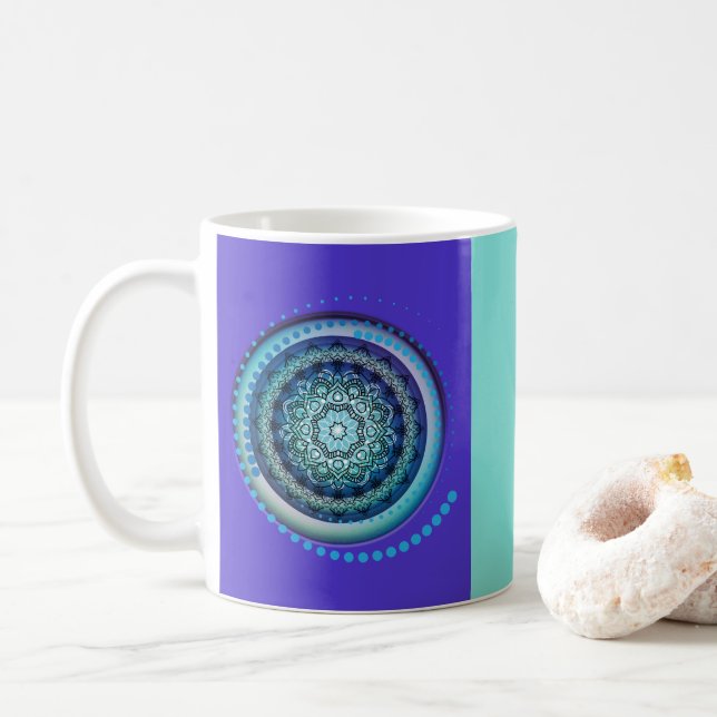 Médaillon bleu violet vert design sur Mug (Avec donut)