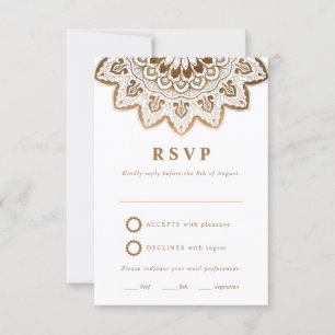Médaillon d'or élégante Mandala Wedding RSVP