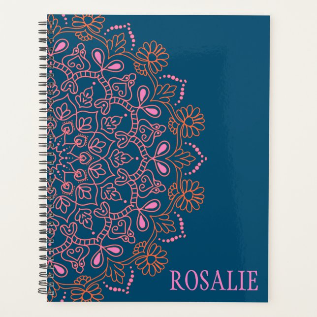 Médaillon Mandala Boho Moderne en Teal Personnalis (Devant)