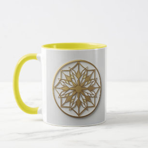 Médaillon Mandala Doré   Tasse à Café Élégante