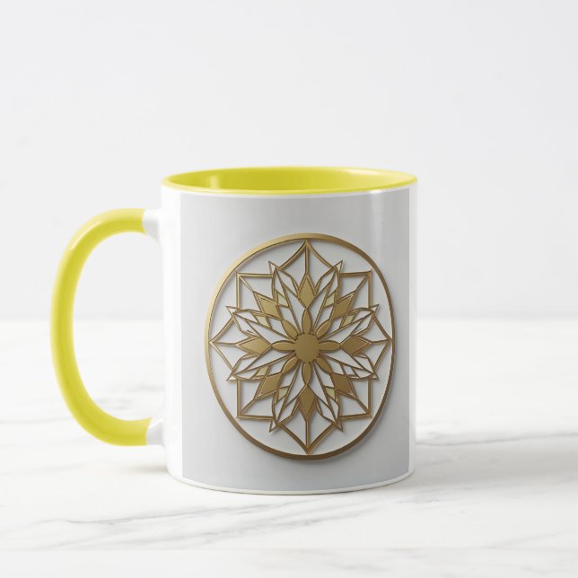 Médaillon Mandala Doré | Tasse à Café Élégante (Gauche)