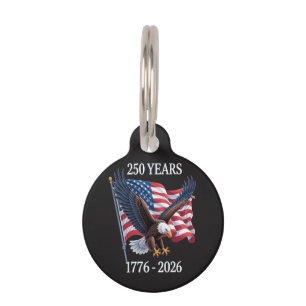 Médaillon Pour Animaux 250 Ans Anniversaire Drapeau Américain Usa 1776-20
