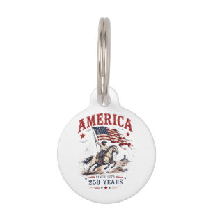 Médaillon Pour Animaux 250 Ans d'Amérique 1776 2026 Cowboy Patriotique