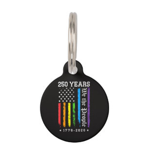 Médaillon Pour Animaux 250 Ans de Drapeau de Fierté LGBT Américain 250e A