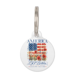 Médaillon Pour Animaux 250e anniversaire USA Femmes 4 juillet Amérique 25