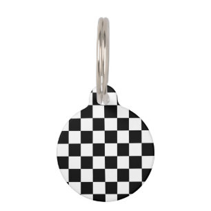 Médaillon Pour Animaux à damiers carré noir et blanc