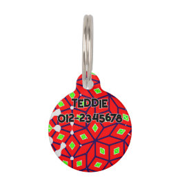 Médaillon Pour Animaux Abstrait vert rouge vif