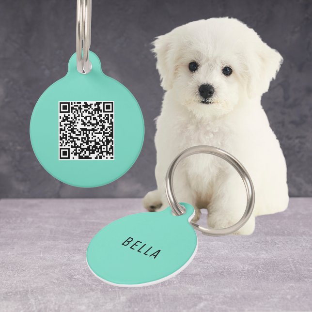 Médaillon Pour Animaux Accessoires pour chiens de menthe QR personnalisés (Personalized QR Code Mint Dog Accessories Minimal Pet ID Tag
)