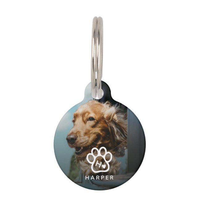Médaillon Pour Animaux Add Your Own Photo Dog Pets Monogram Name (Devant)