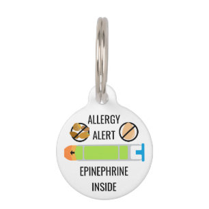 Médaillon Pour Animaux Adrénaline d'alerte d'allergie de noix d'oeufs