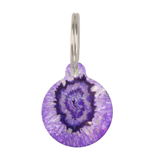 Médaillon Pour Animaux Agate pourpre Geode de Falln (Devant)