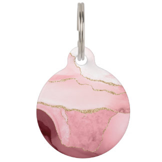 Médaillon Pour Animaux Agate rose pâle Personnalisée