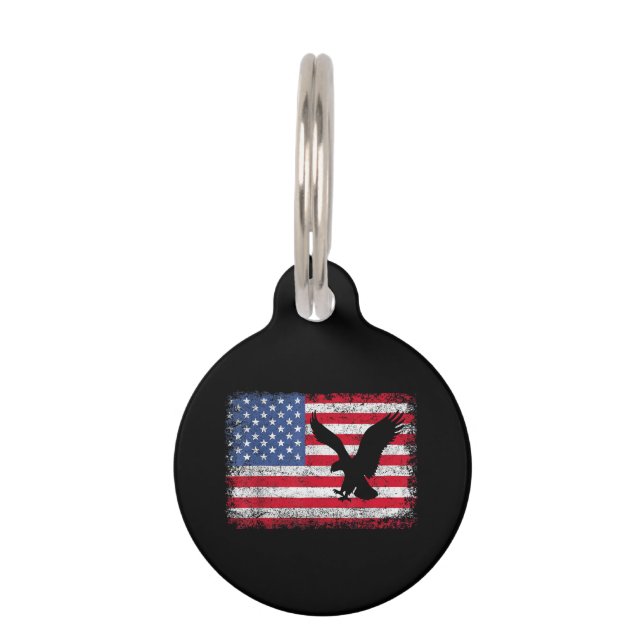 Médaillon Pour Animaux Aigle Drapeau Américain USA (Devant)