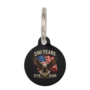 Médaillon Pour Animaux Aigle patriotique USA 250e anniversaire