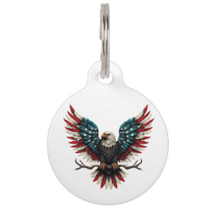Médaillon Pour Animaux Aigle rustique patriotique américain/américain cha
