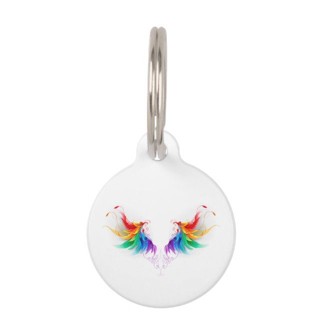 Médaillon Pour Animaux Ailes fluffy arc-en-ciel (Devant)