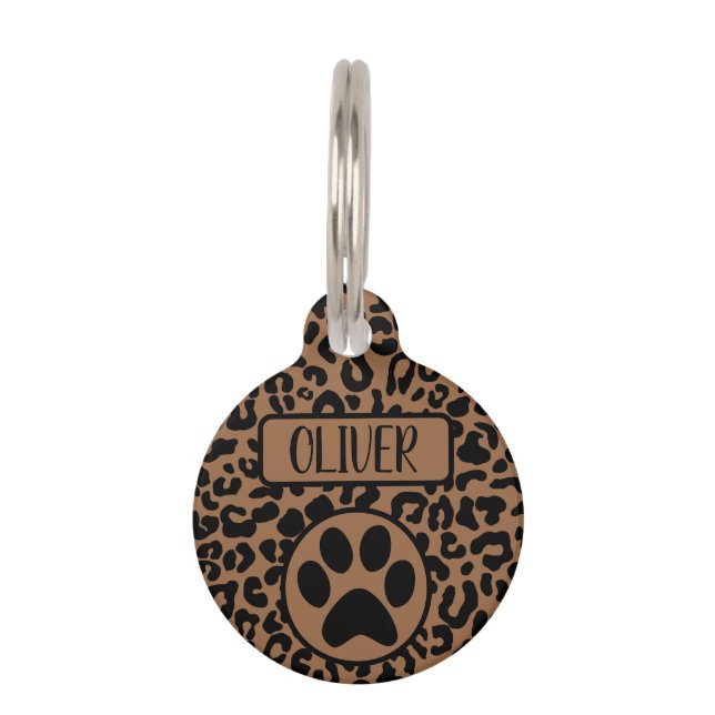 Médaillon Pour Animaux Ajoutez votre propre personnalisation Leopard Chee (Devant)