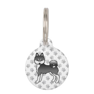 Médaillon Pour Animaux Alaskan Klee Kai noir et blanc Chien de dessin ani