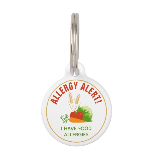 Médaillon Pour Animaux Alerte d'allergie alimentaire avec des aliments de (Devant)