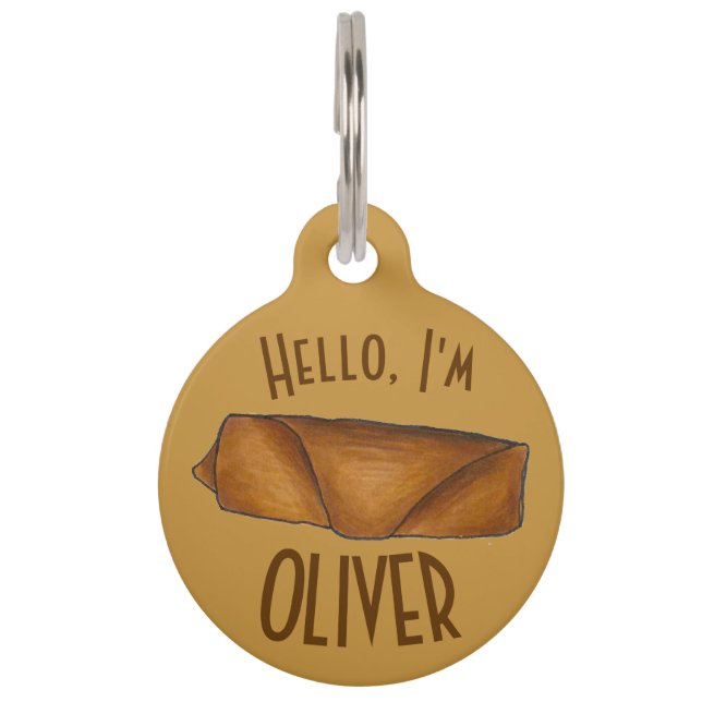 Médaillon Pour Animaux Alimentation Chinoise Oeuf Roll Restaurant Eggroll (Devant)