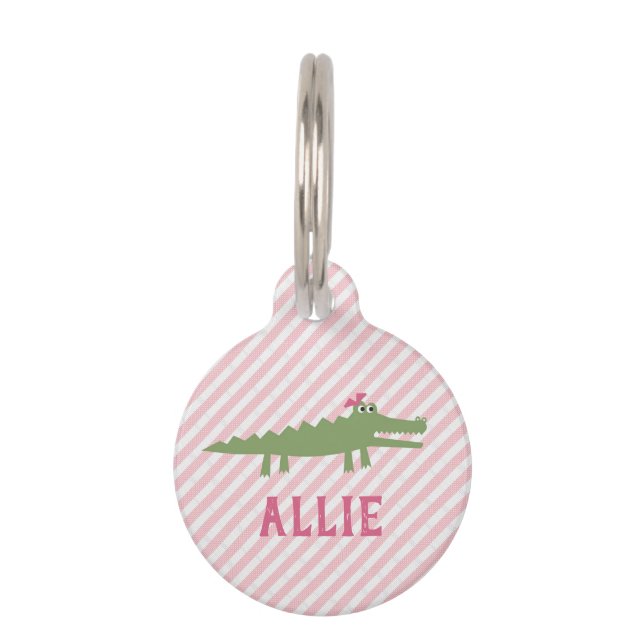 MÉDAILLON POUR ANIMAUX ALLIGATOR SEERSUCKER AVEC LE BOUTON (Devant)