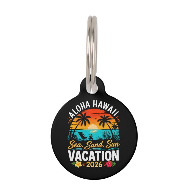 Médaillon Pour Animaux Aloha Hawaii Mer Sable Soleil 2026 (Devant)
