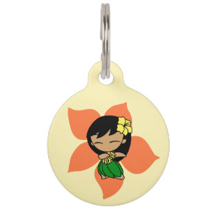 Médaillon Pour Animaux Aloha ketmie hawaïenne de fille de danse