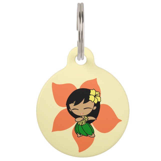 Médaillon Pour Animaux Aloha ketmie hawaïenne de fille de danse (Devant)