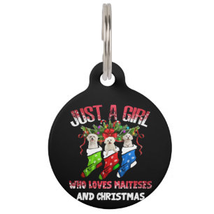 Médaillon Pour Animaux Amateur de chien   Juste une fille qui aime Noël e